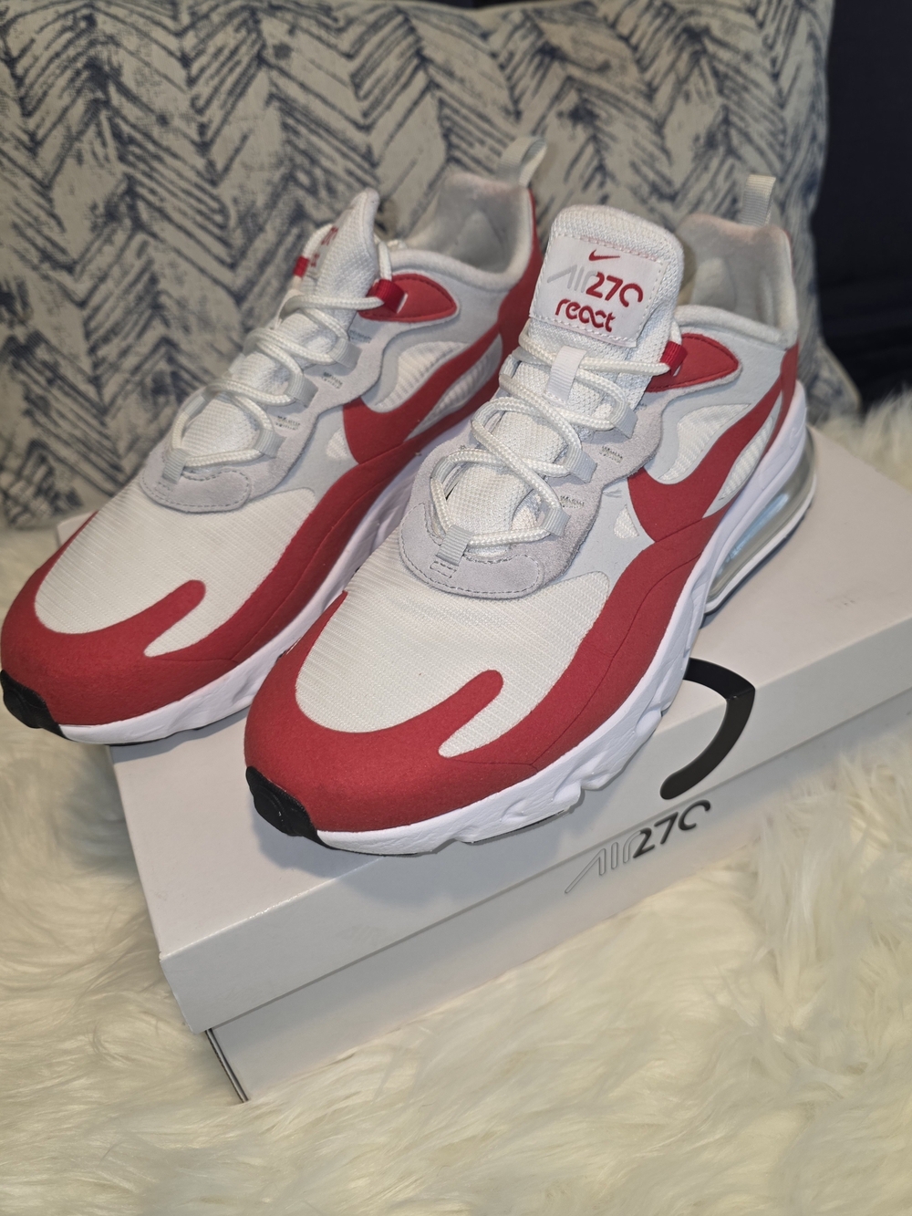 Nike Air Max 270 React Men's Running Shoes - White & Red